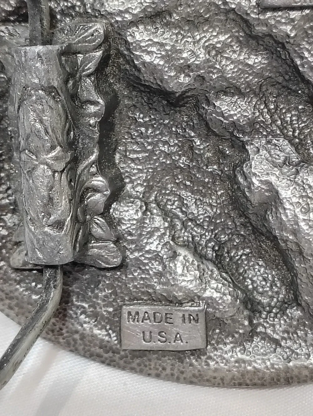 Vintage 1983 Bergamot Brass Works Pewter Belt Buckle K-146 Wild Horses 3D